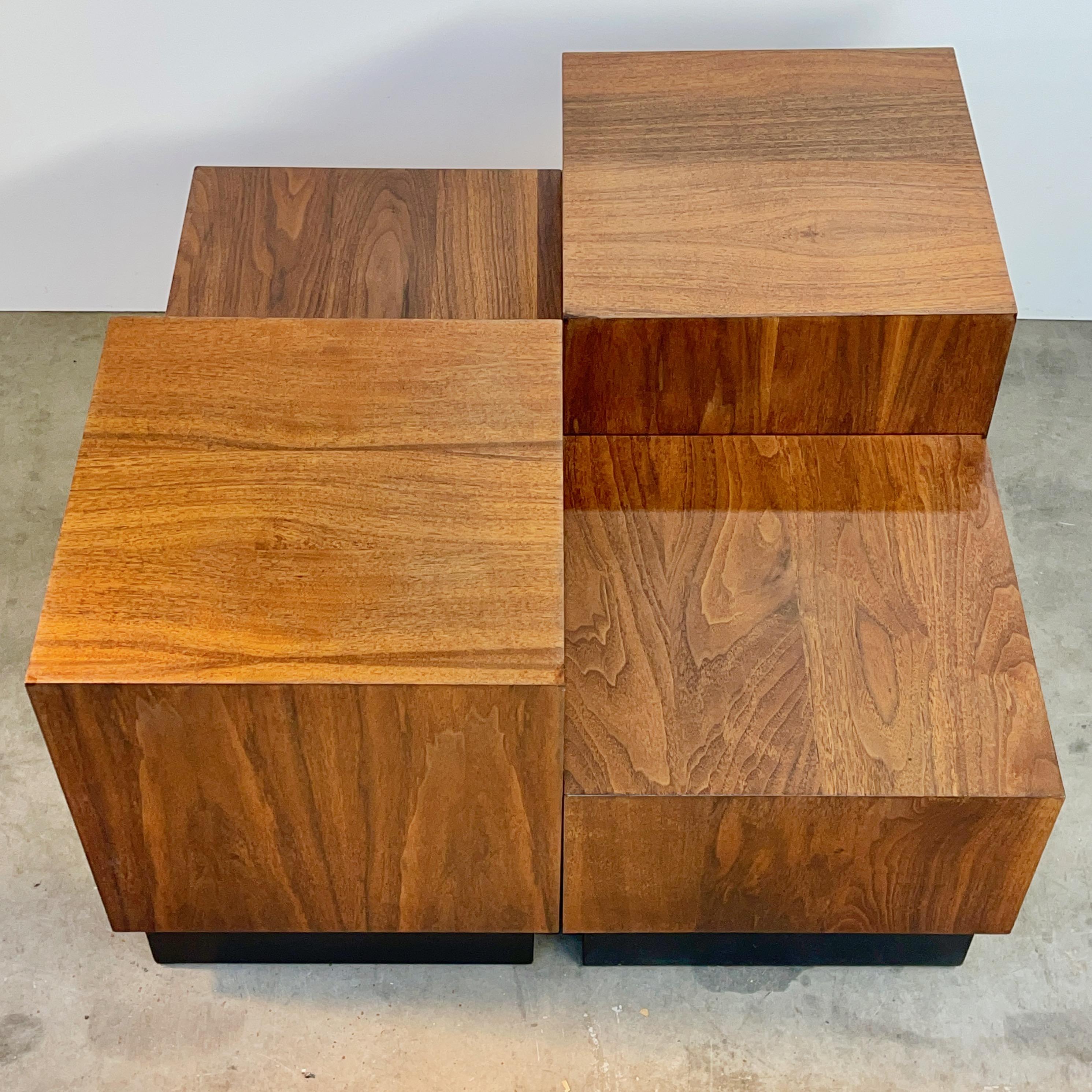 American Set of Four Adrian Pearsall Walnut Cube Tables