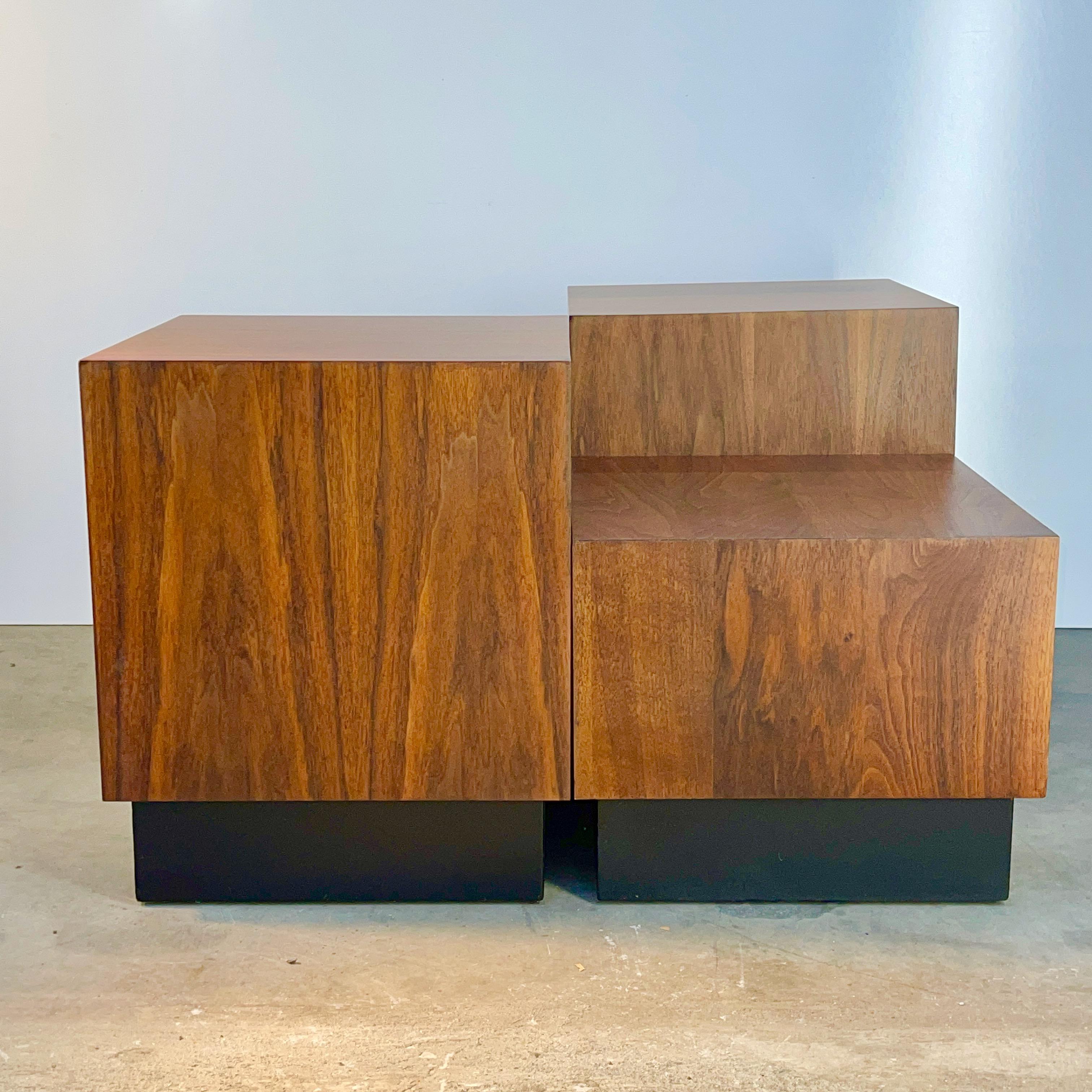 Set of Four Adrian Pearsall Walnut Cube Tables In Good Condition In Hanover, MA