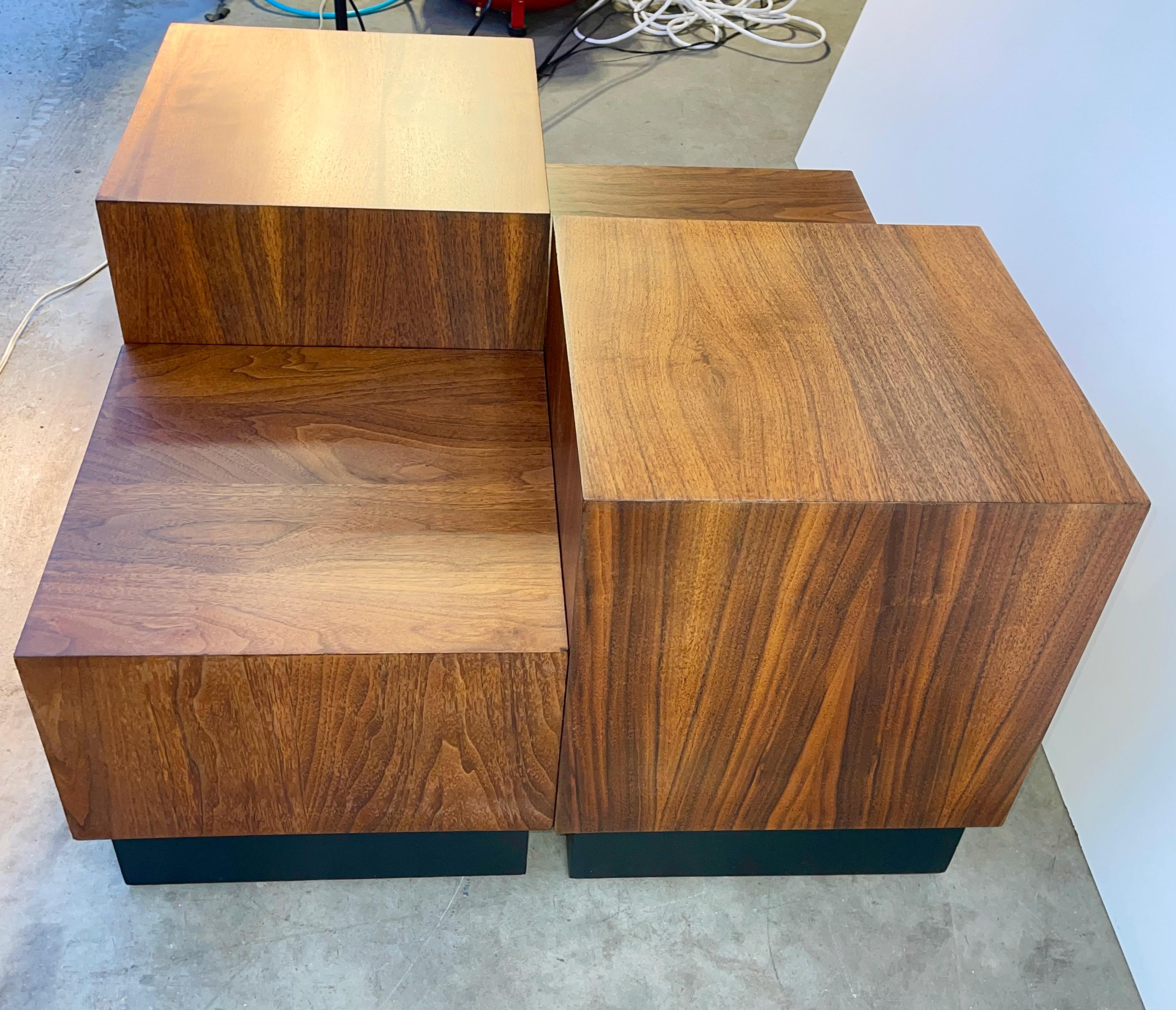 Mid-20th Century Set of Four Adrian Pearsall Walnut Cube Tables