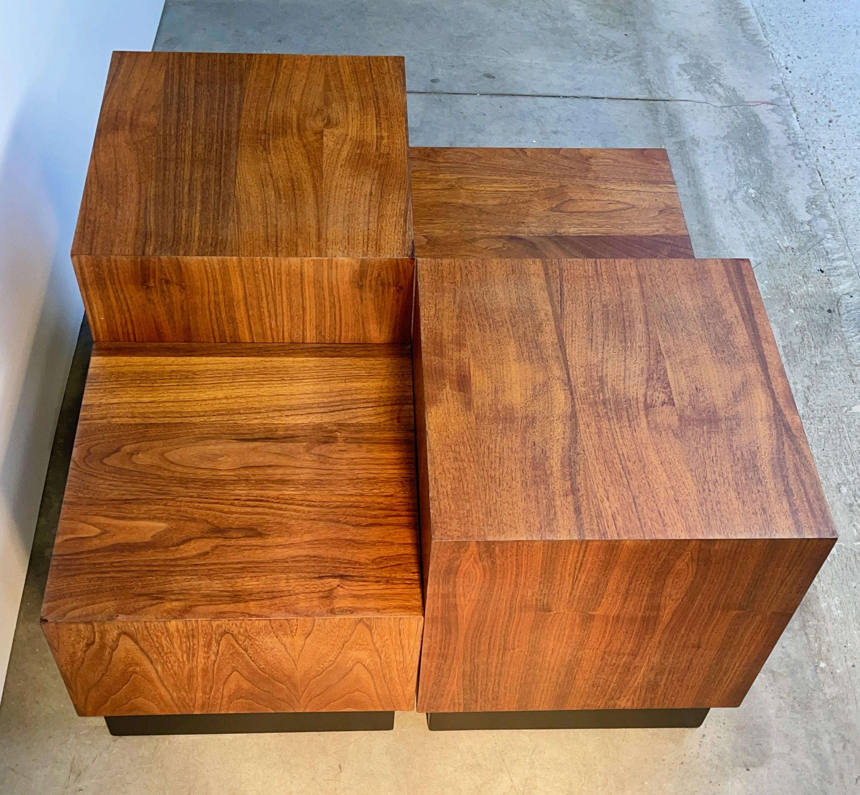 Set of Four Adrian Pearsall Walnut Cube Tables 2