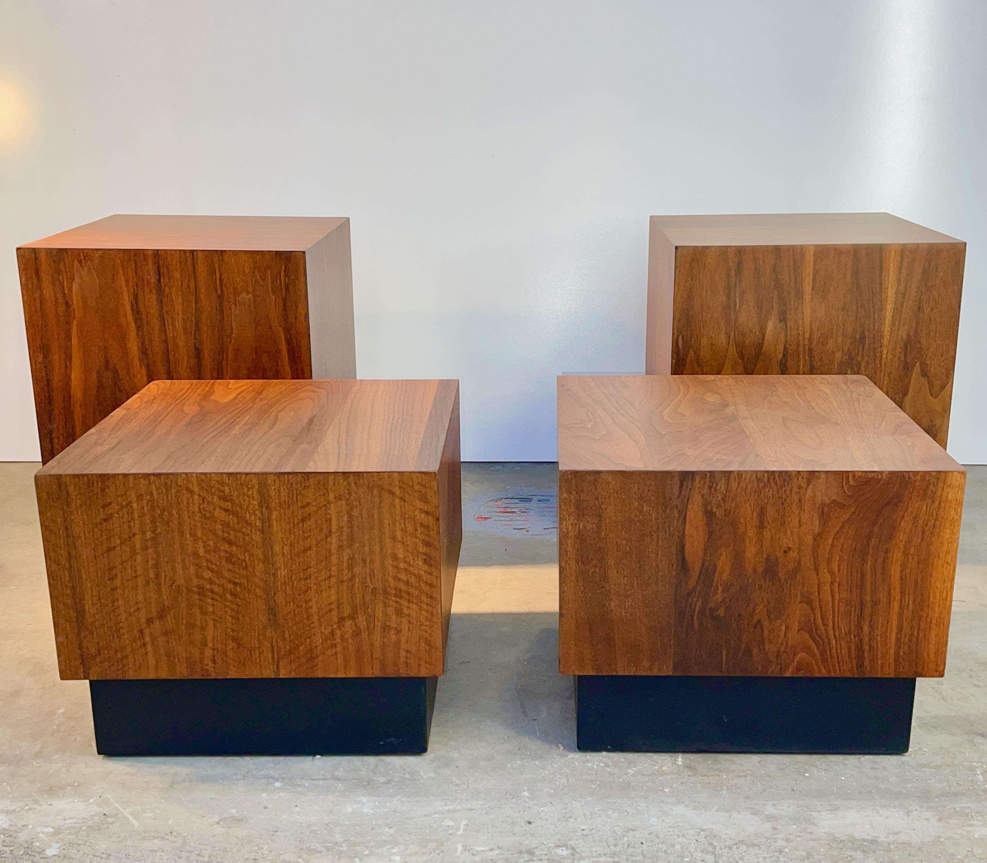 Set of Four Adrian Pearsall Walnut Cube Tables 3