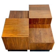 Set of Four Adrian Pearsall Walnut Cube Tables