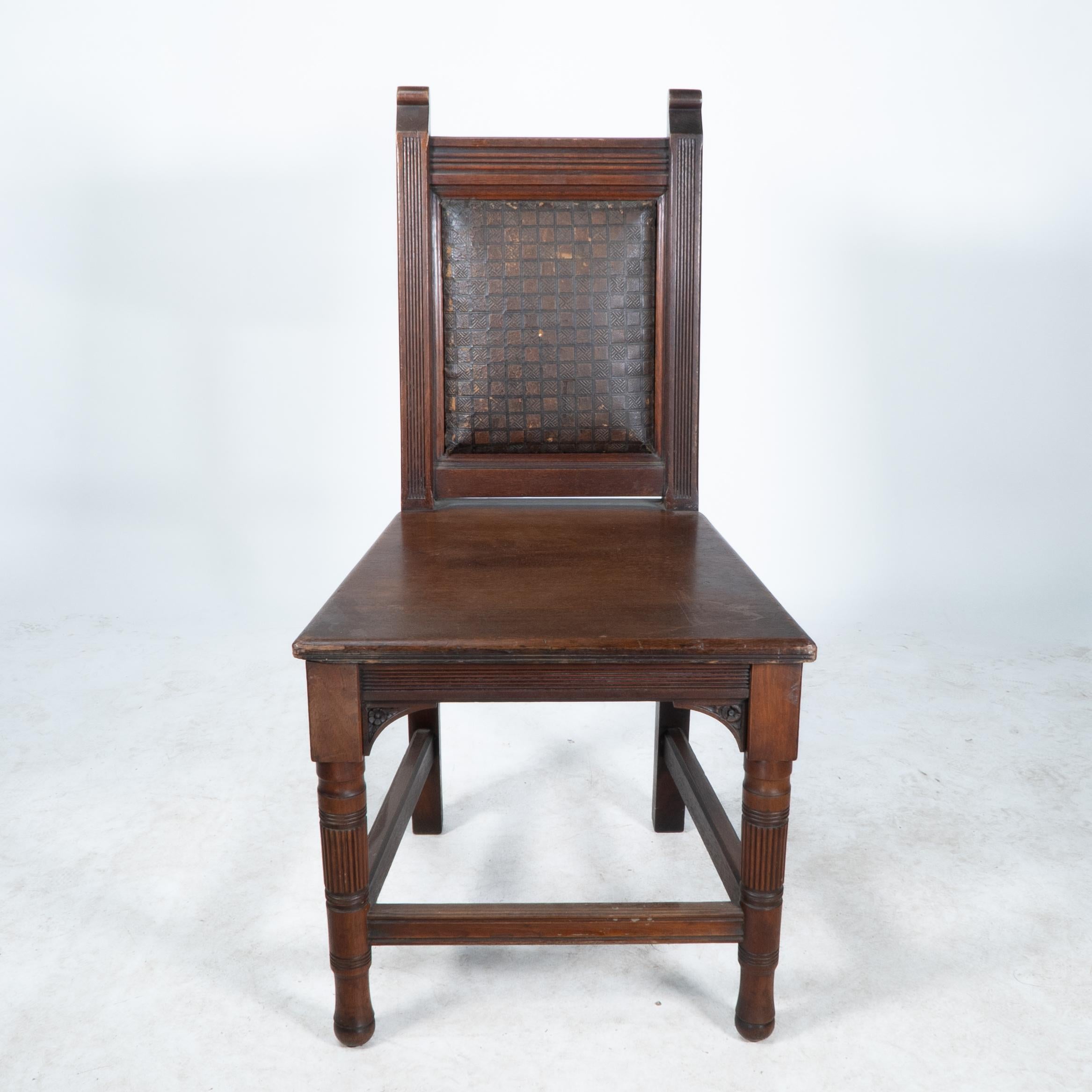 19th Century Set of Four Aesthetic Hall Chairs in the Manner of E W Godwin For Sale