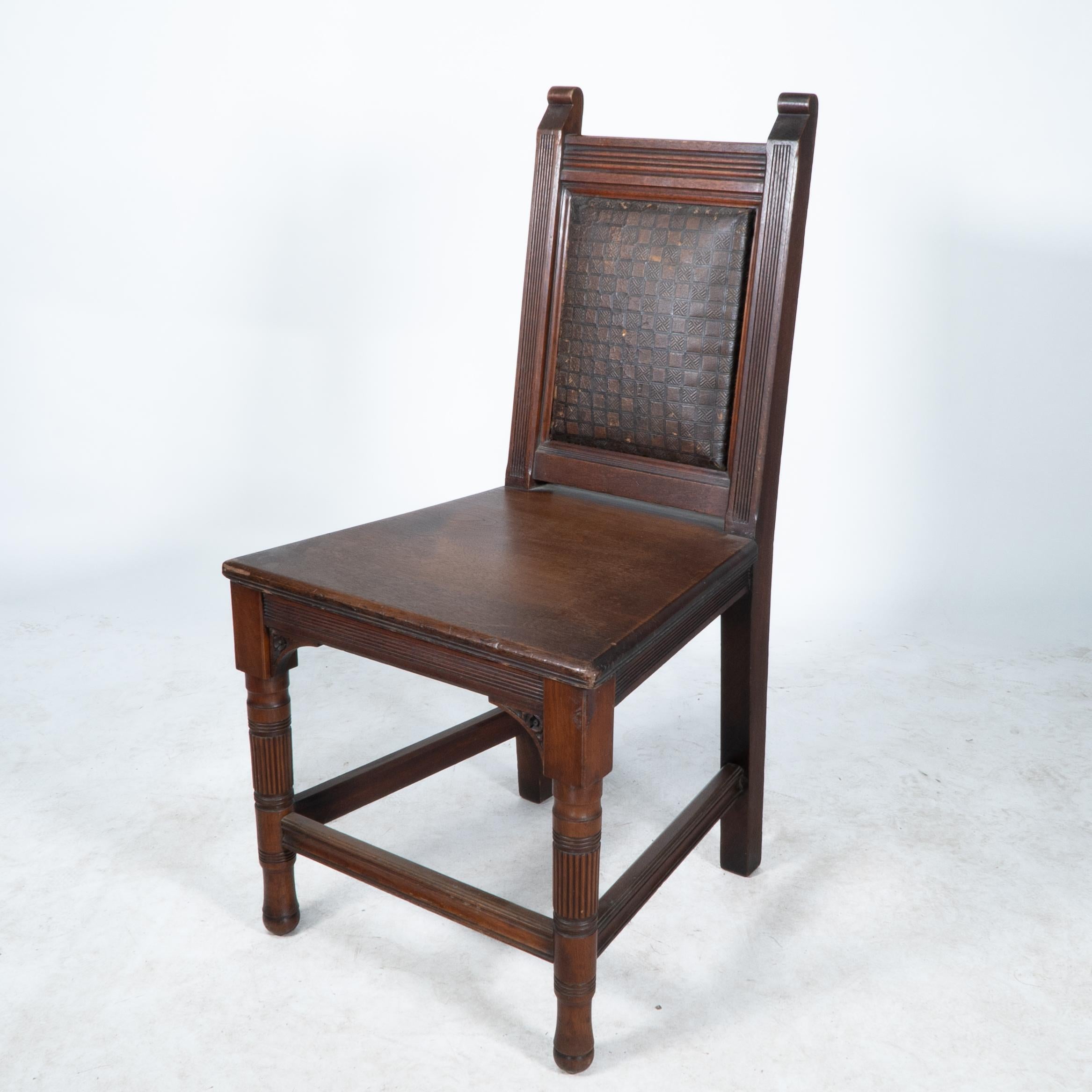 Walnut Set of Four Aesthetic Hall Chairs in the Manner of E W Godwin For Sale