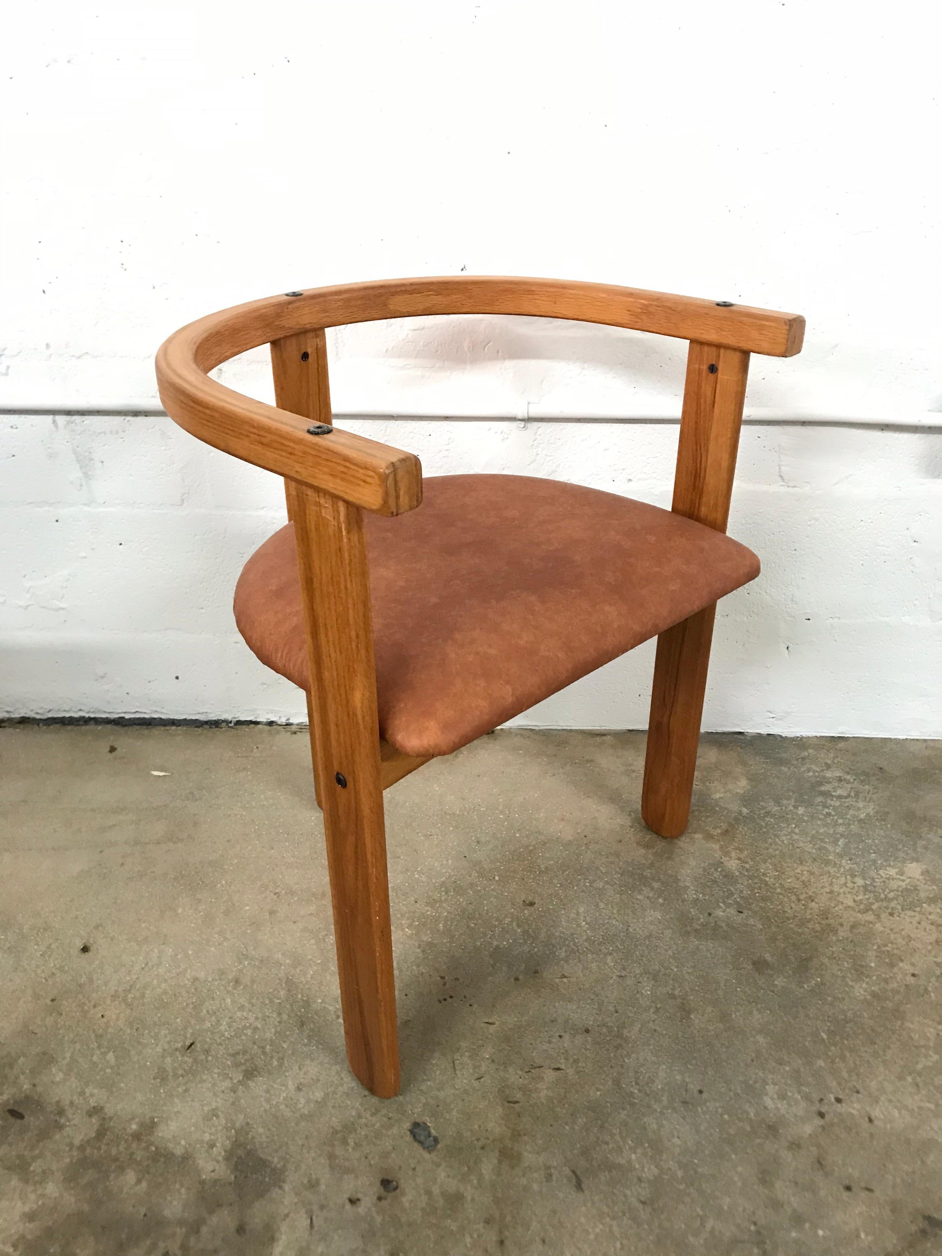 20th Century Set of Four Oak Dining Chairs, Style of Carlo Scarpa, circa 1968