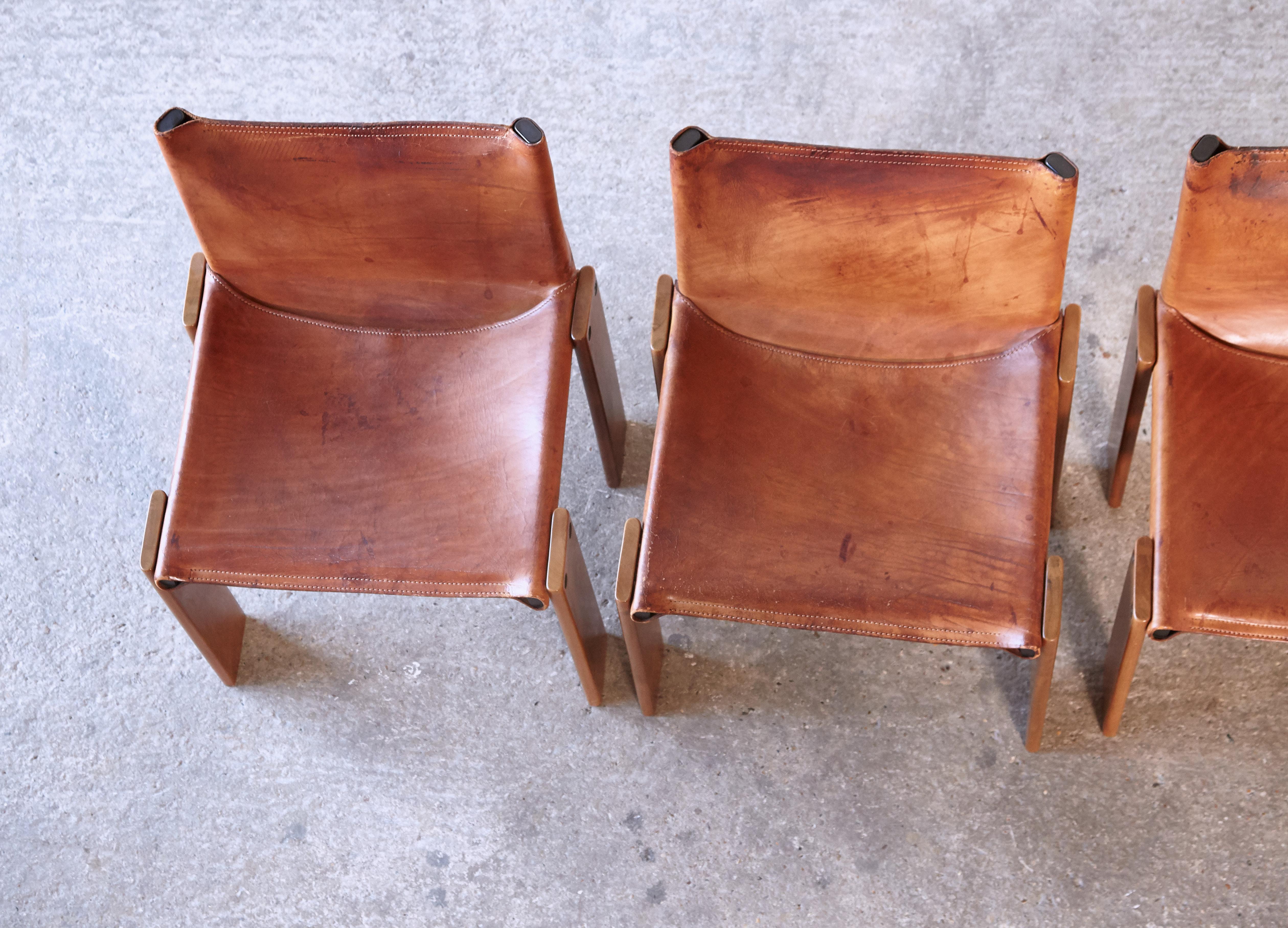 Set of Four Afra & Tobia Scarpa Monk Dining Chairs, Italy, 1970s 5