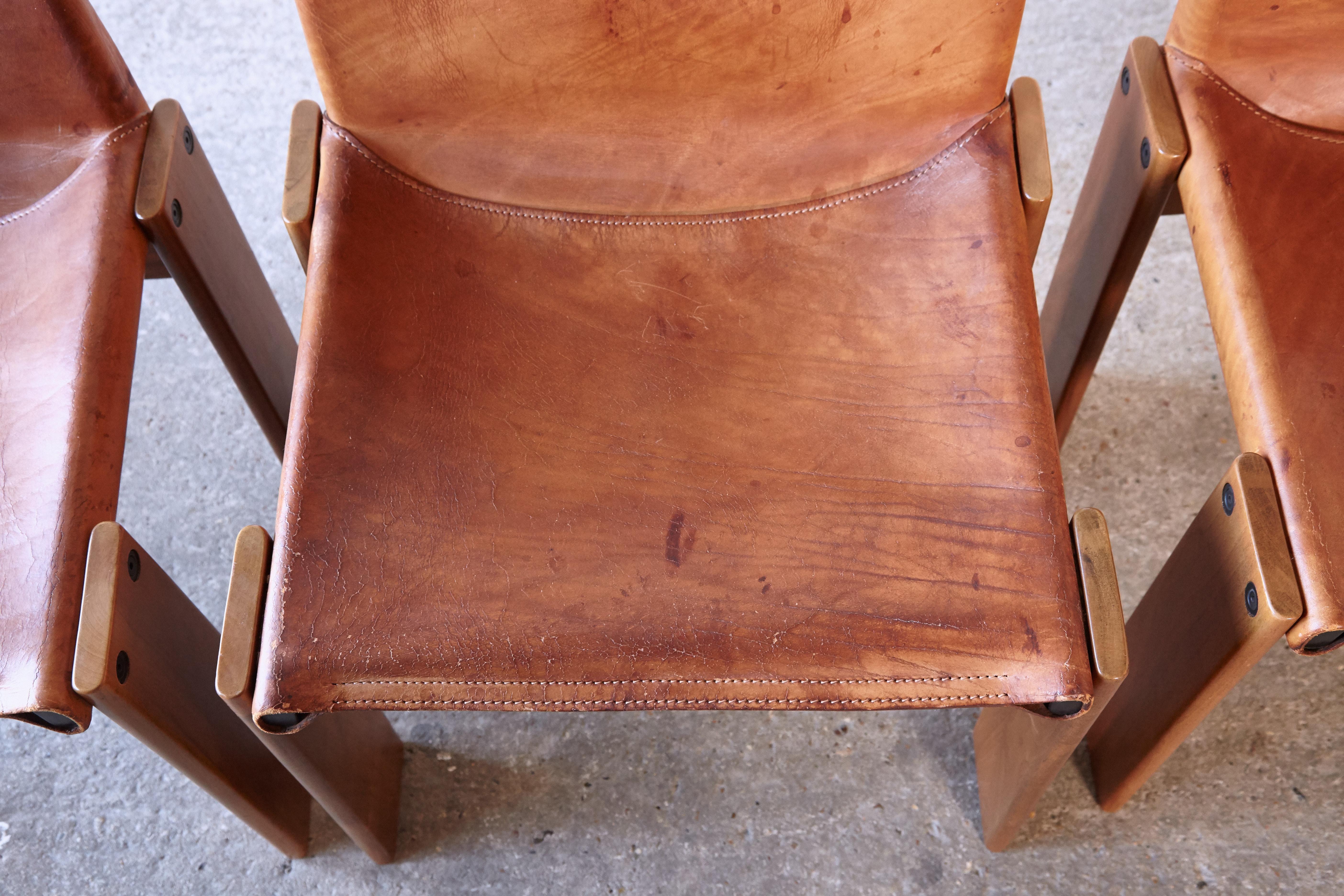 Set of Four Afra & Tobia Scarpa Monk Dining Chairs, Italy, 1970s 8