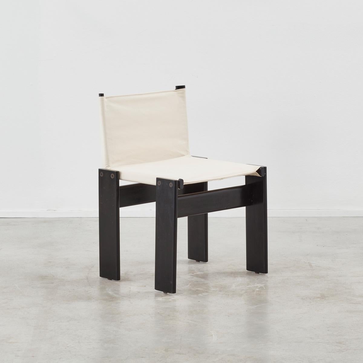 Set of Four Afra & Tobia Scarpa White Canvas `Monk` Chairs, Molteni 1