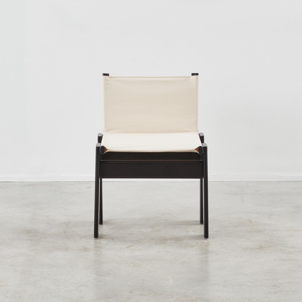 Set of Four Afra & Tobia Scarpa White Canvas `Monk` Chairs, Molteni 2
