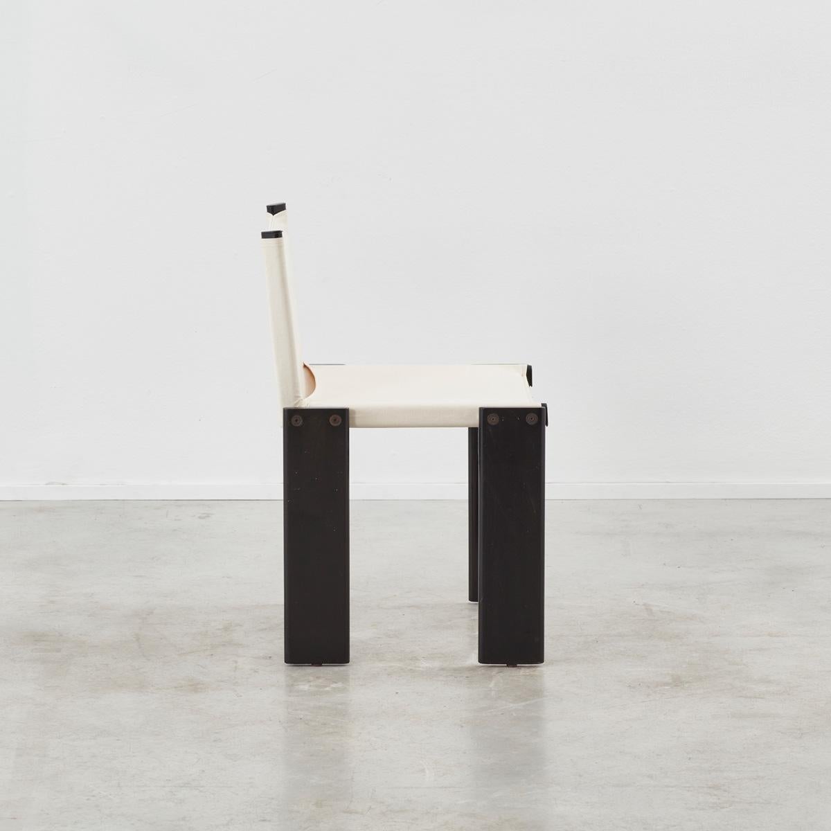 Set of Four Afra & Tobia Scarpa White Canvas `Monk` Chairs, Molteni 3