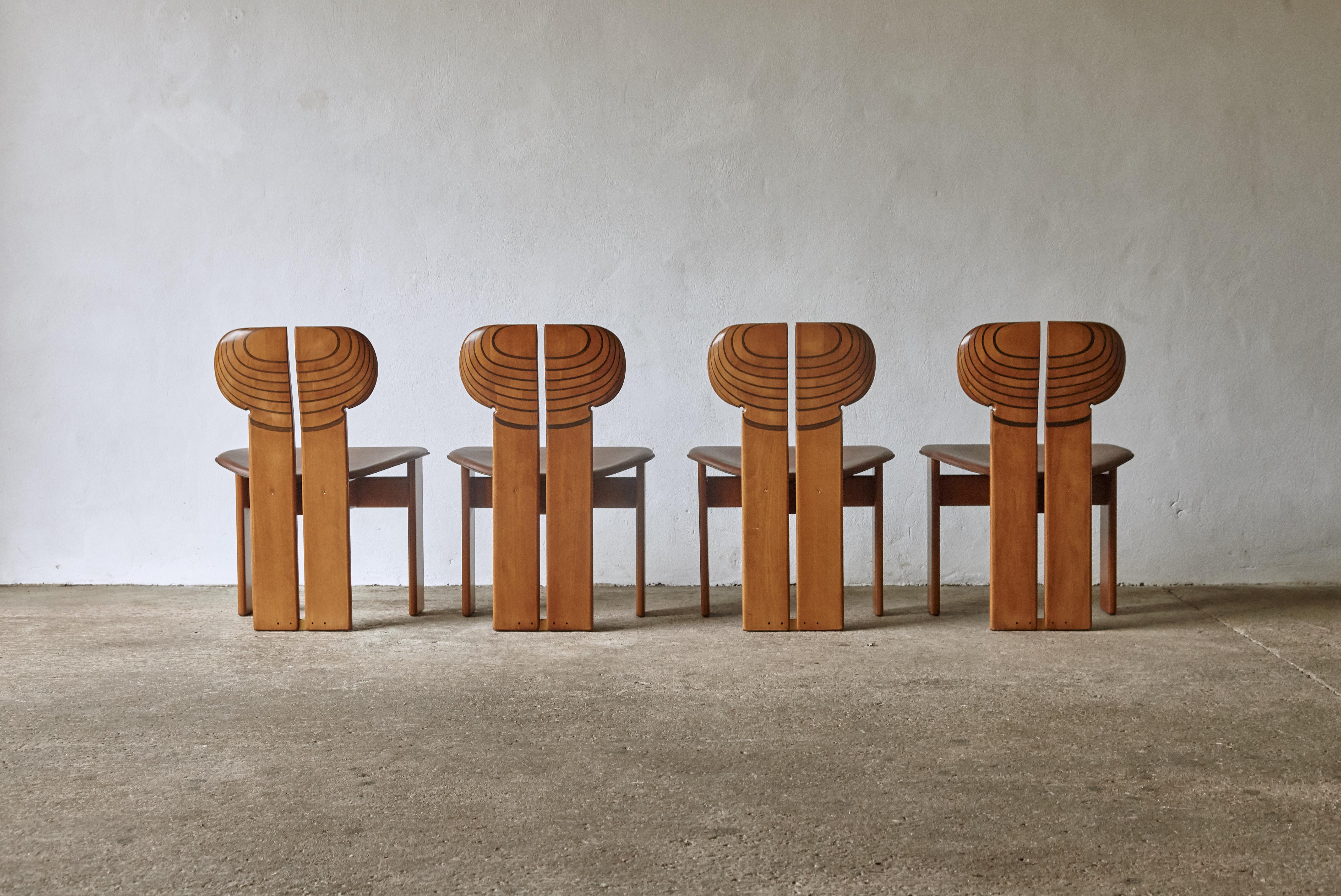 Mid-Century Modern Set of Four Africa Chairs by Afra & Tobia Scarpa, Maxalto, Italy, 1970s-1980s