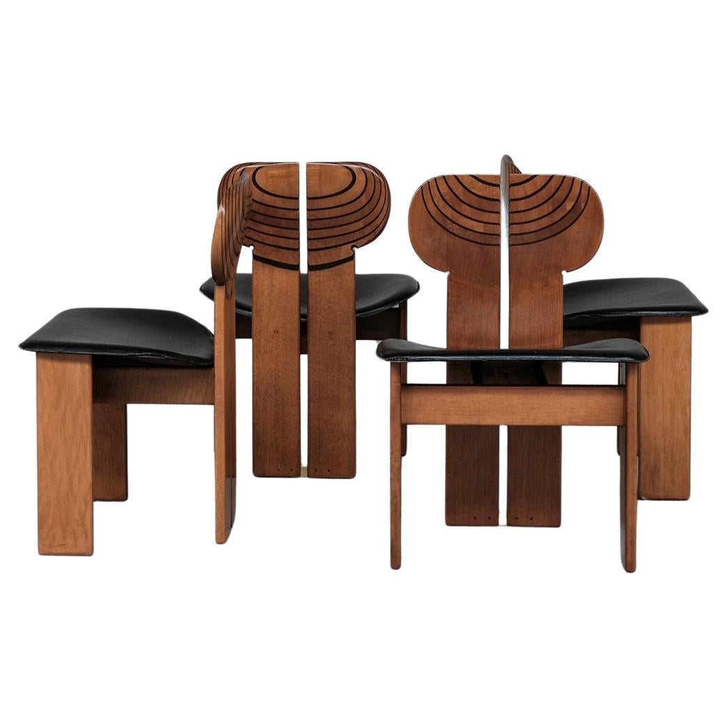 Set of Four 'Africa' Mid-Century Italian Dining Chairs by Scarpa