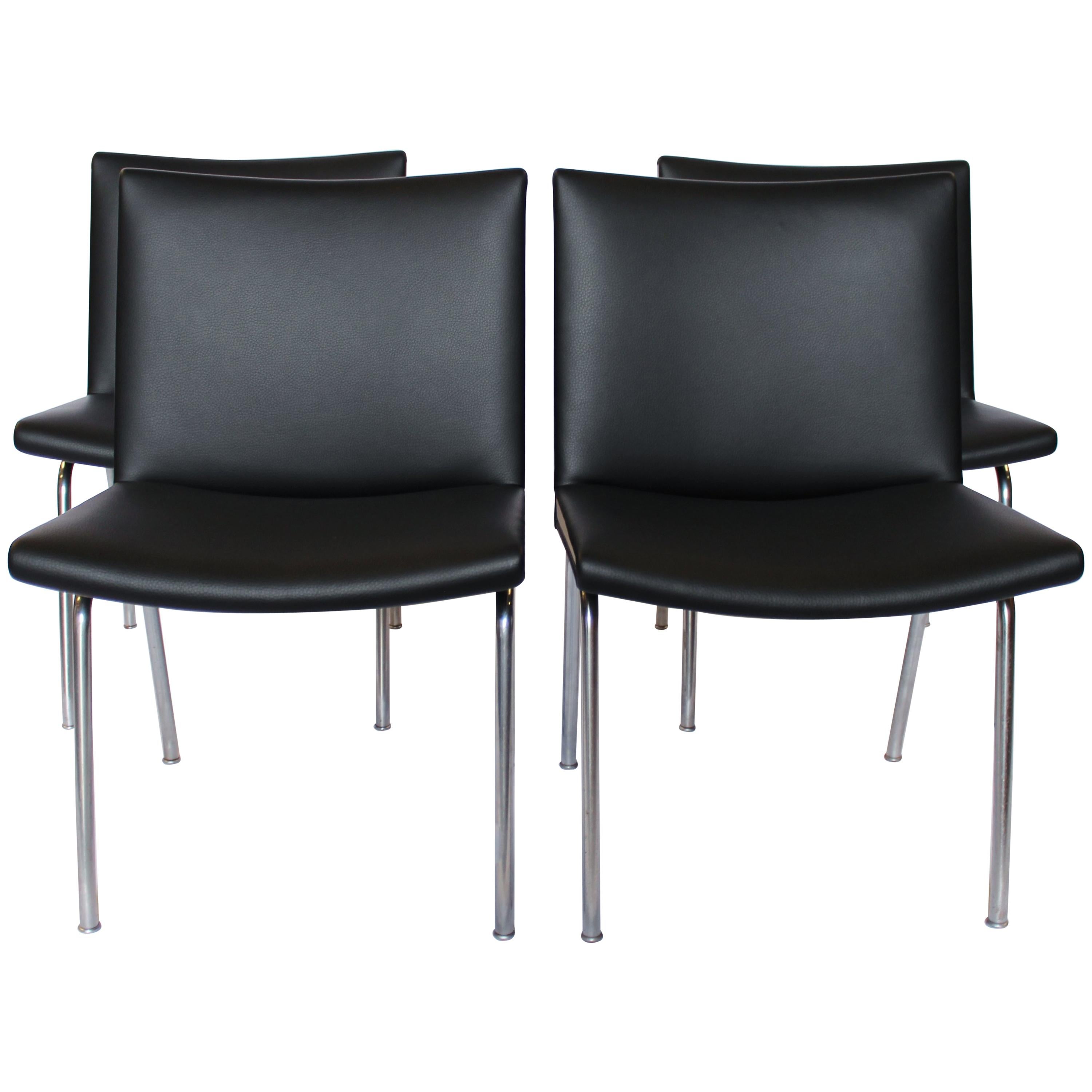 Set of Four "Airport-Chairs", Model AP37 by Hans J. Wegner and AP Stolen, 1950s For Sale