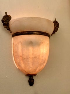 Set of four alabaster and bronze wall sconces