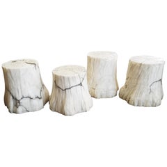 Set of Four Alabaster Tree Stools, 1970s