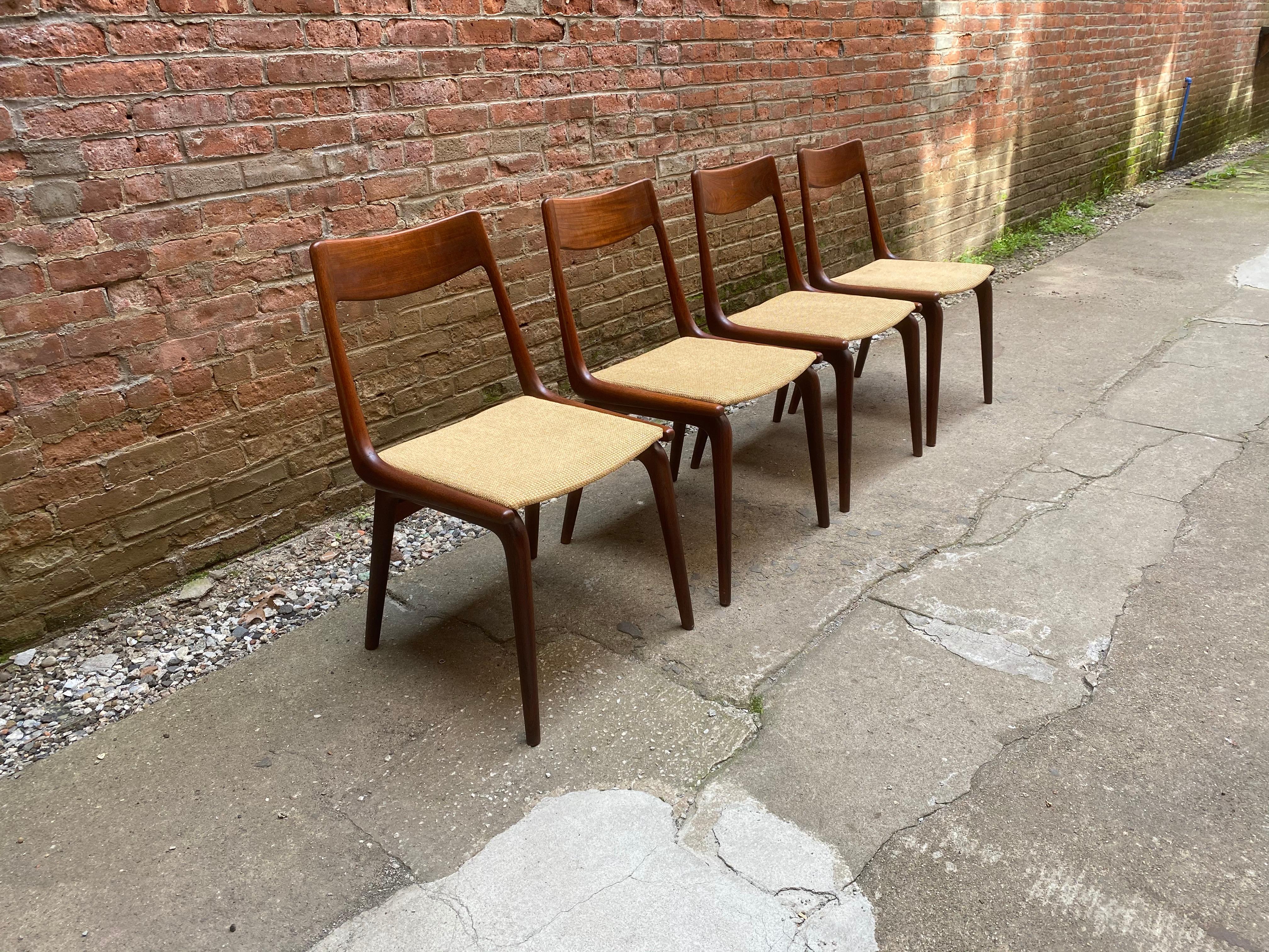 Danish Set of Four Alfred Christensen Boomerang Teak Chairs
