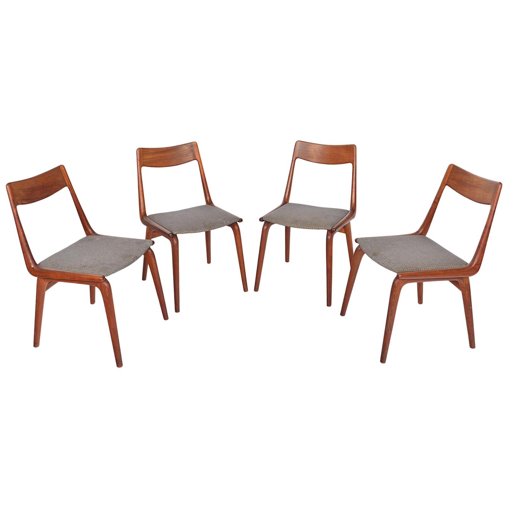 Set of Four Alfred Christensen Model 370 Boomerang Danish Modern Dining Chairs
