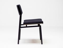 Set of Four All Black Hulmefa Dining Chairs, Architectural Mid-Century Modernism