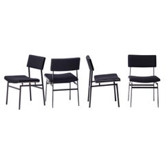 Set of Four All Black Hulmefa Dining Chairs, Architectural Mid-Century Modernism