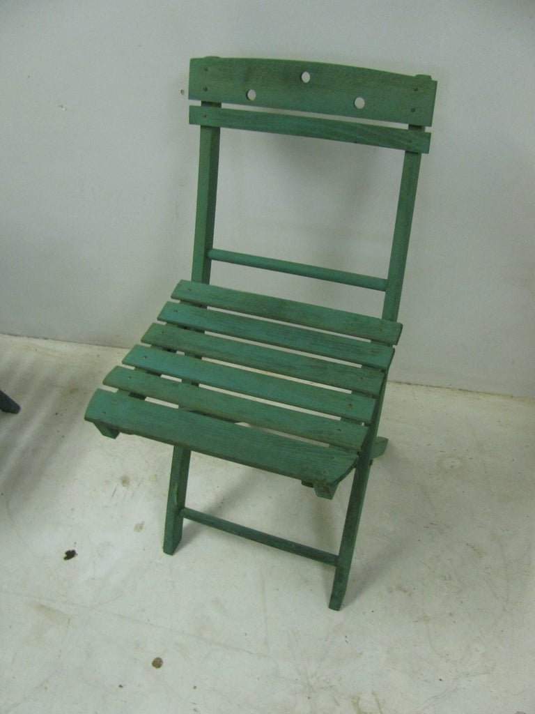 Set of Four All Wood Slated Bistro Cafe Chairs at 1stDibs