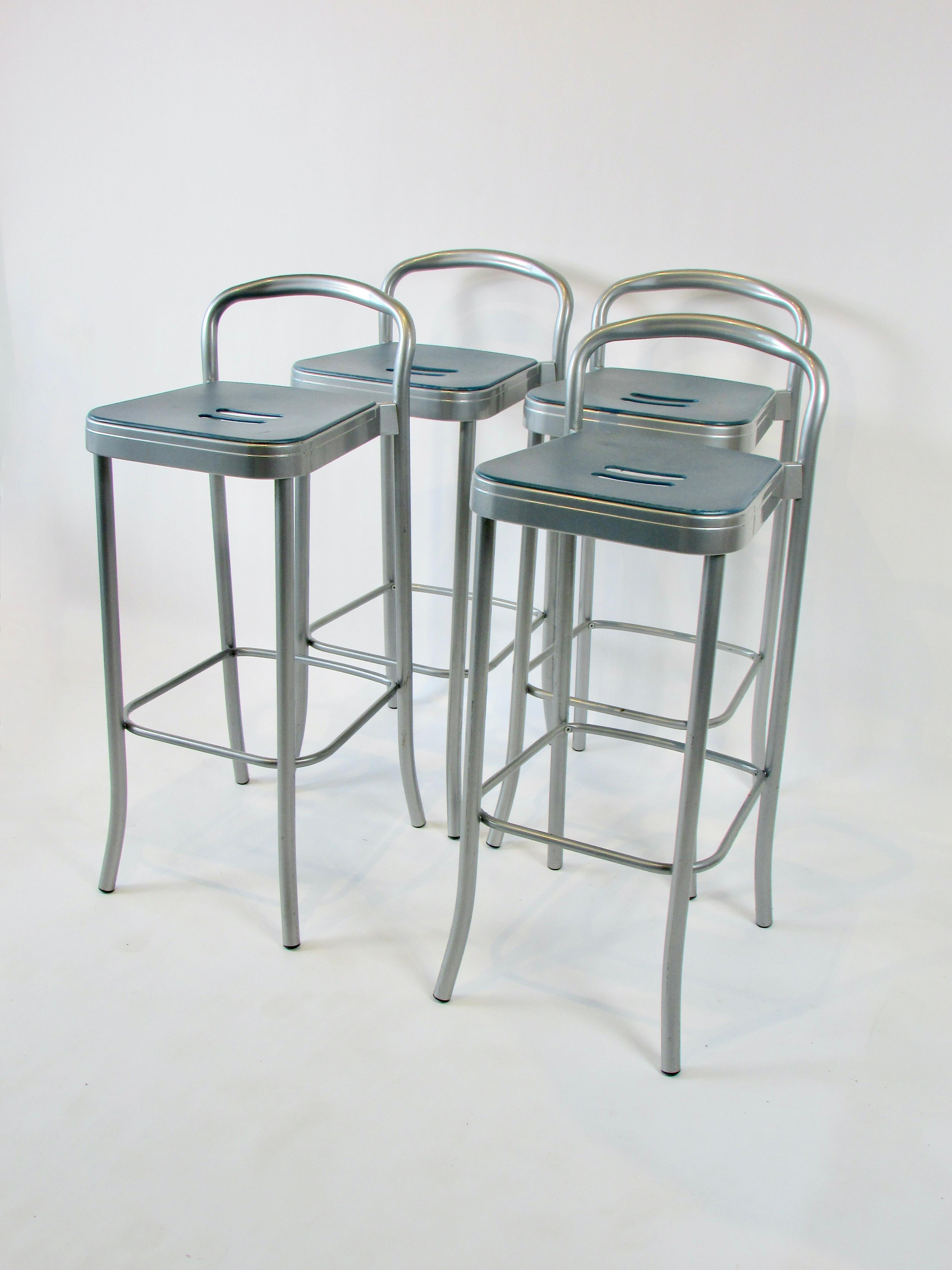Set of Four Aluminum Vico Magistretti for Kartell Bar or Counter Stools 3