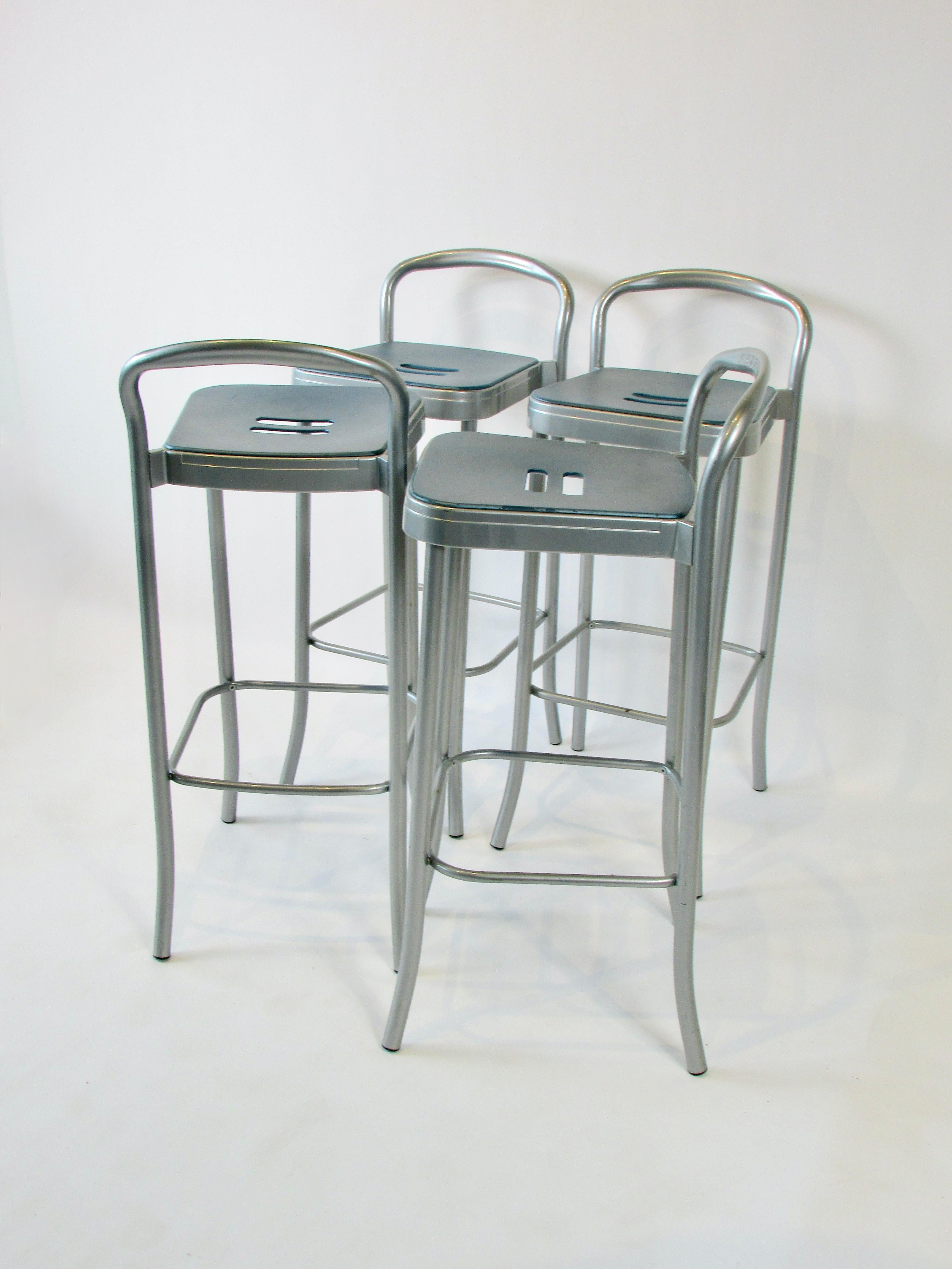 Set of Four Aluminum Vico Magistretti for Kartell Bar or Counter Stools 4