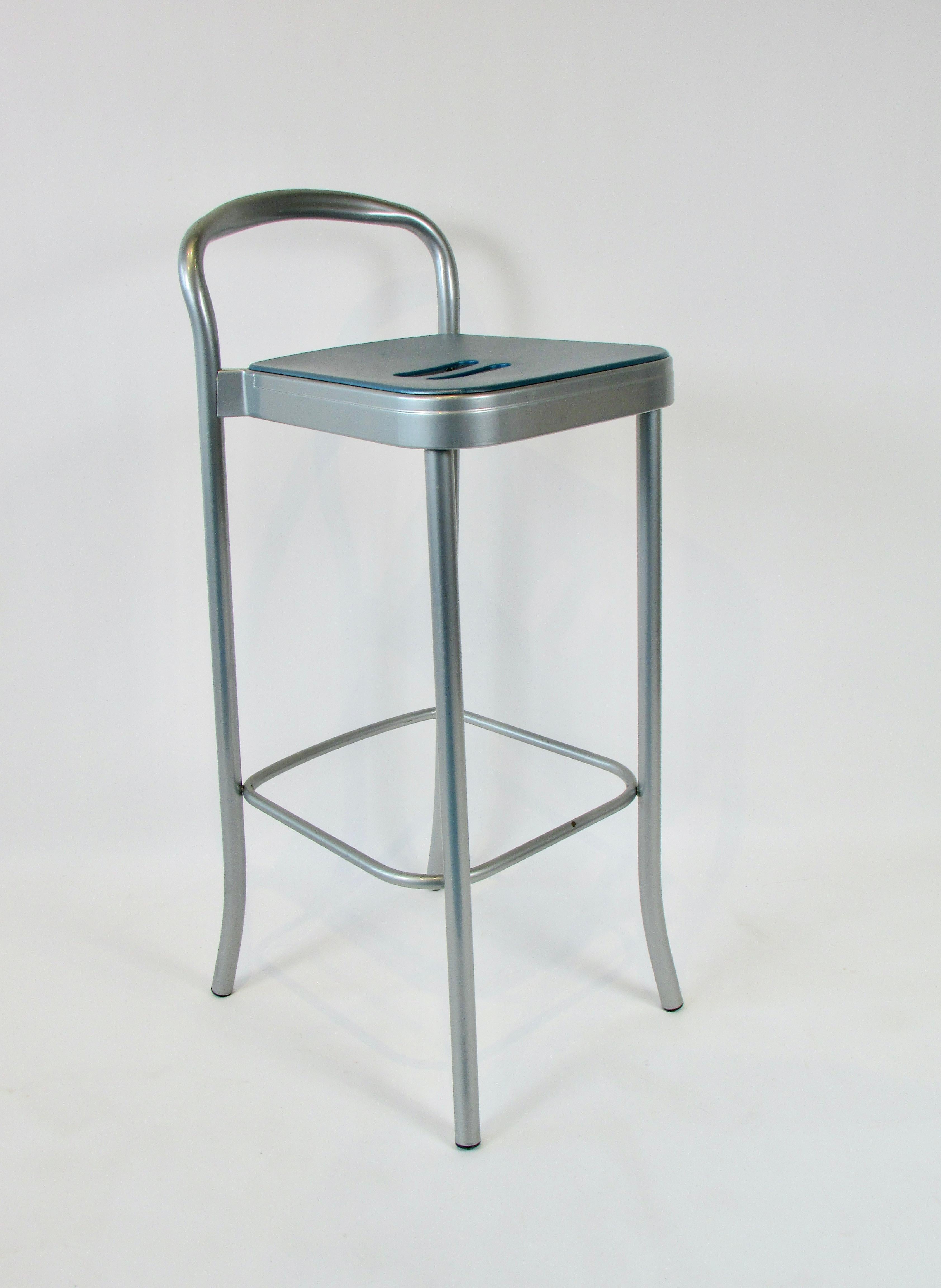 Mid-Century Modern Set of Four Aluminum Vico Magistretti for Kartell Bar or Counter Stools