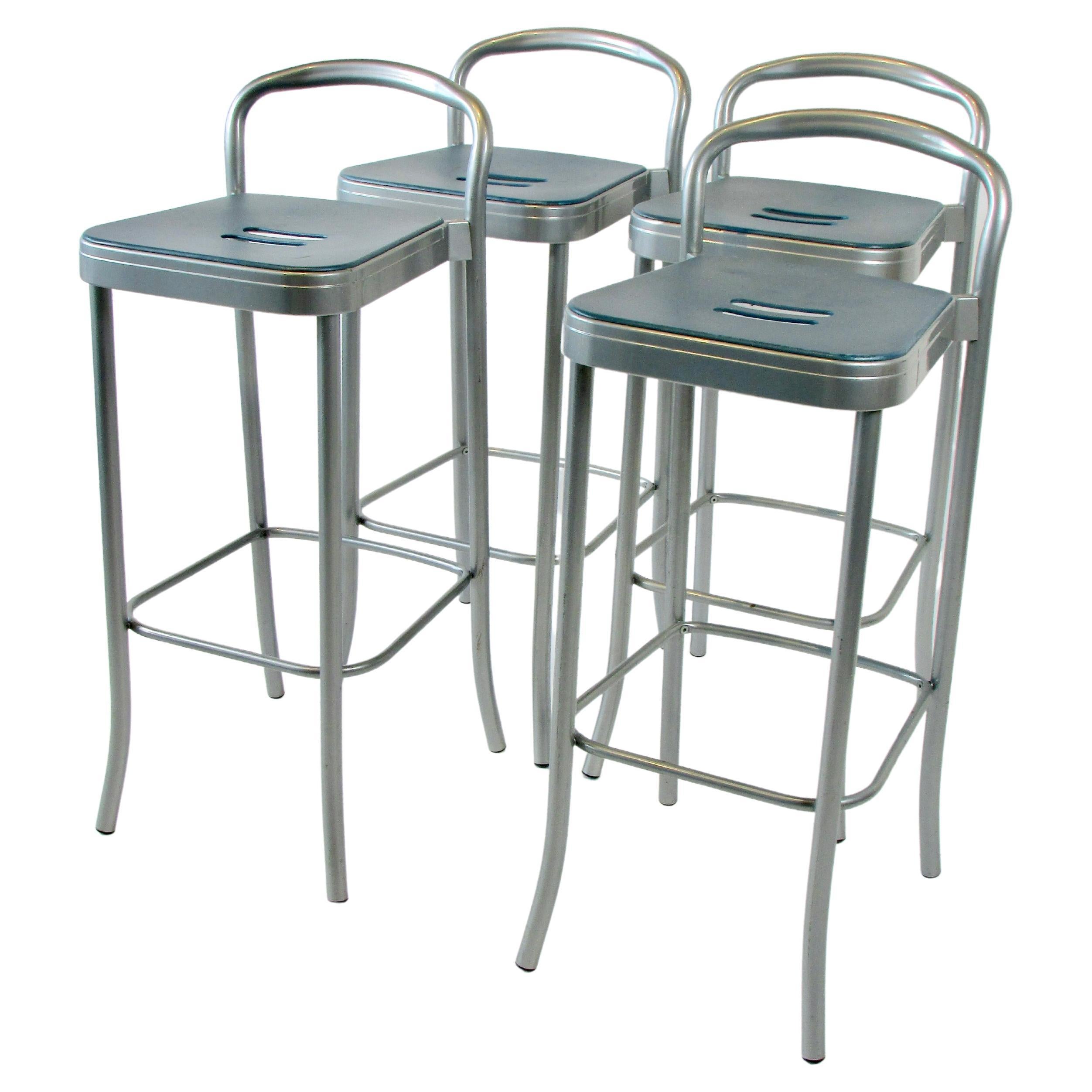Set of Four Aluminum Vico Magistretti for Kartell Bar or Counter Stools
