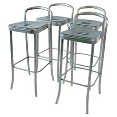Set of Four Aluminum Vico Magistretti for Kartell Bar or Counter Stools