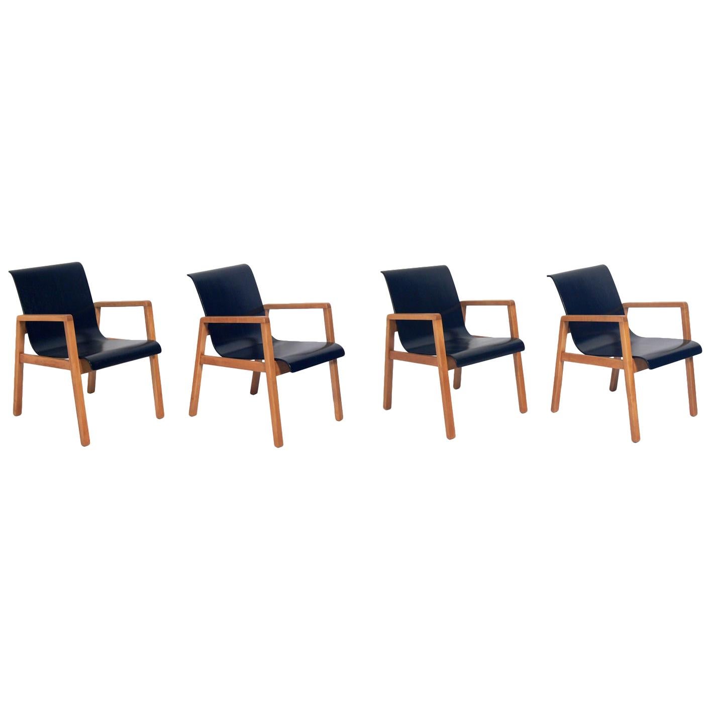 Set of Four Alvar Aalto Bentwood Dining or Armchairs, circa 1940s