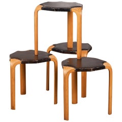 Vintage Set of Four Alvar Aalto "Model X602" Stools for Artek