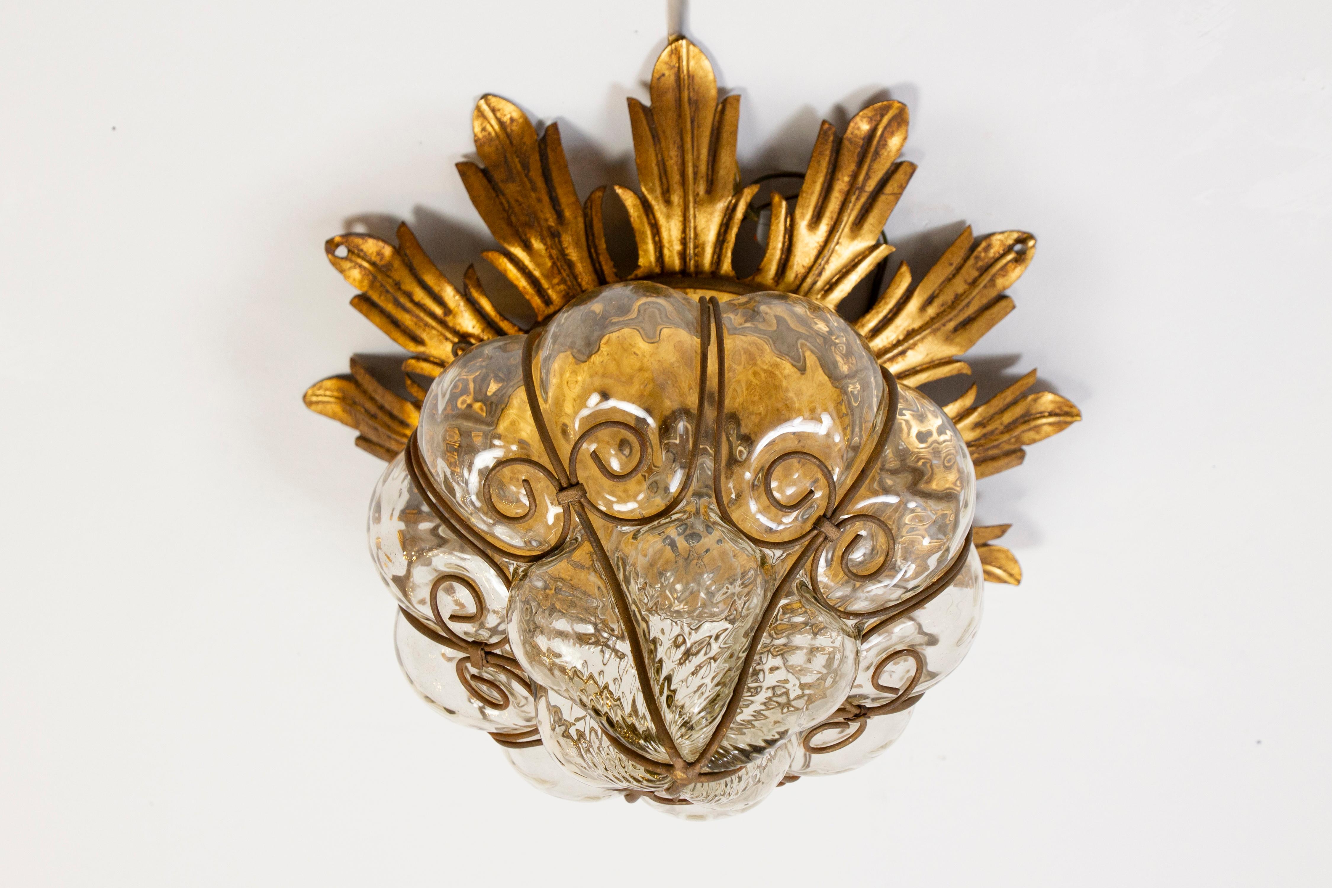 Set of Four Amazing Venetian Ceiling Lights in Murano Glass, 1950s For Sale 5