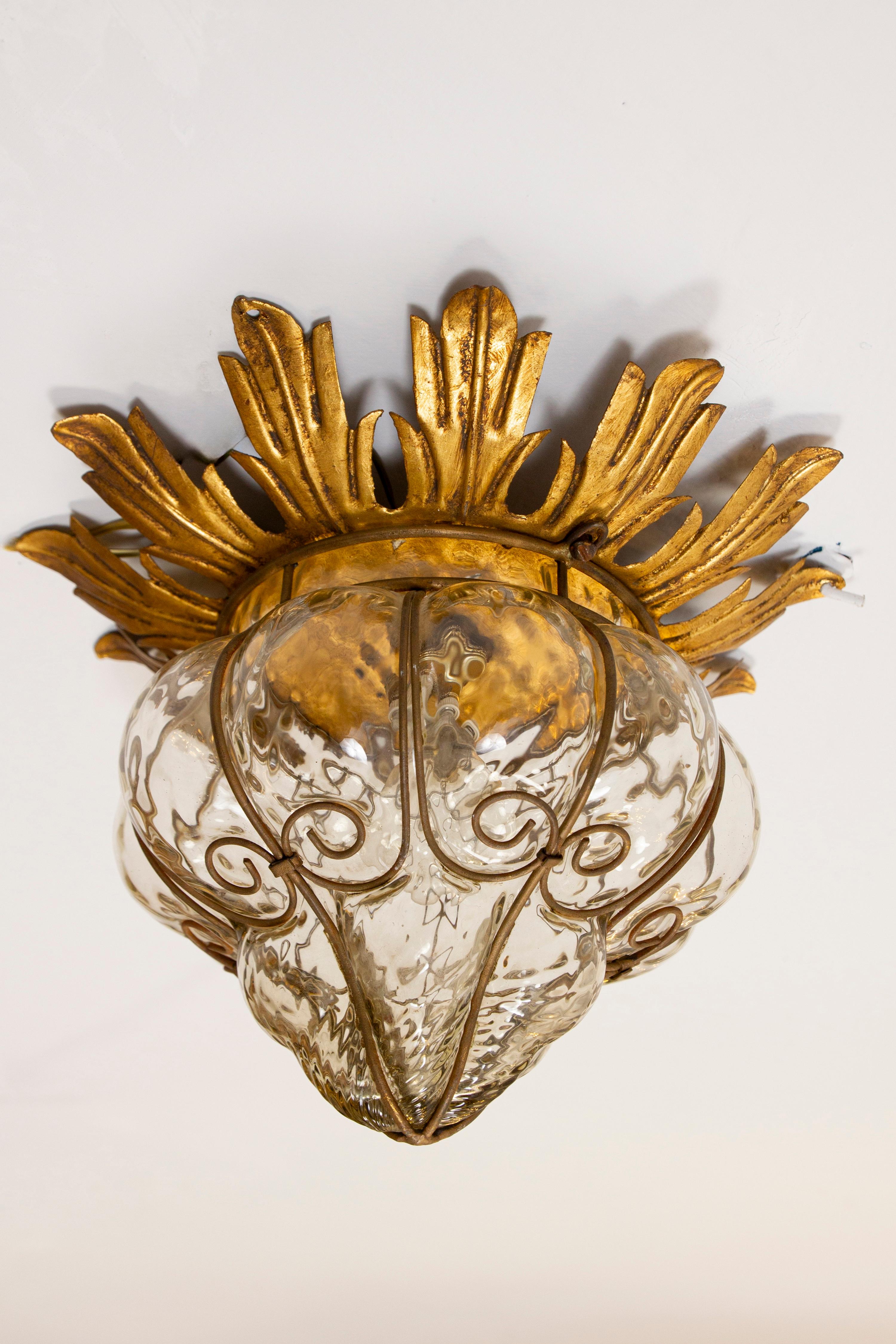 Set of Four Amazing Venetian Ceiling Lights in Murano Glass, 1950s For Sale 6