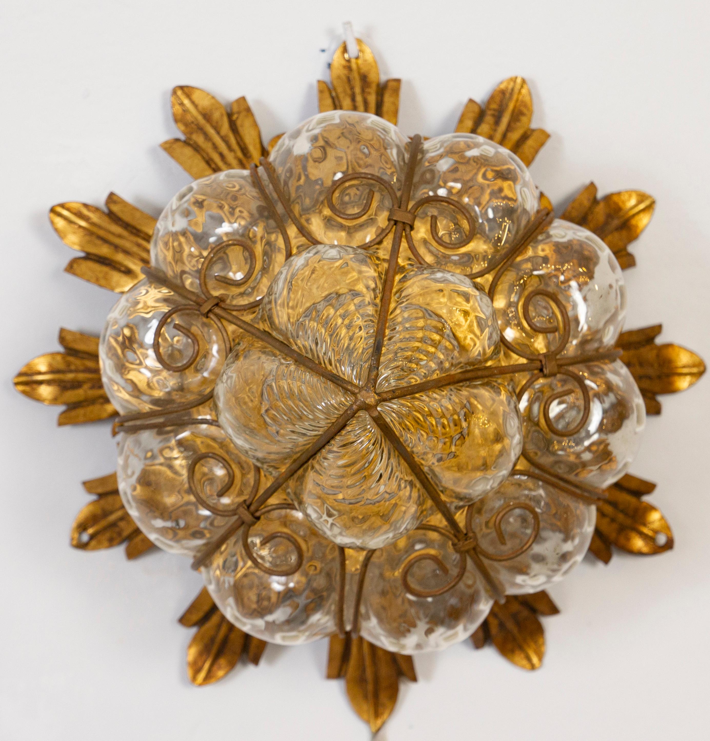 Mid-Century Modern Set of Four Amazing Venetian Ceiling Lights in Murano Glass, 1950s For Sale