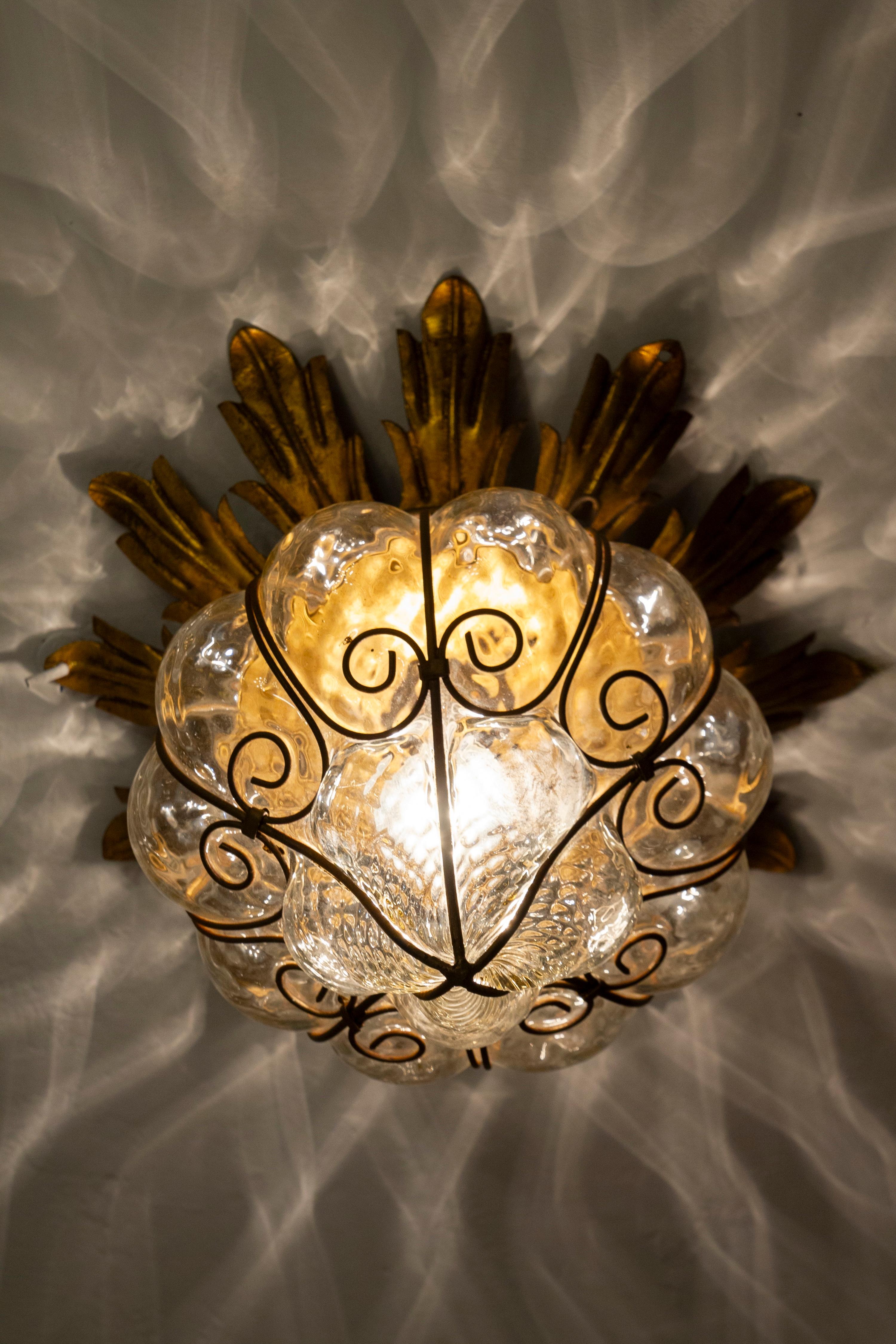Set of Four Amazing Venetian Ceiling Lights in Murano Glass, 1950s In Good Condition For Sale In Rome, IT