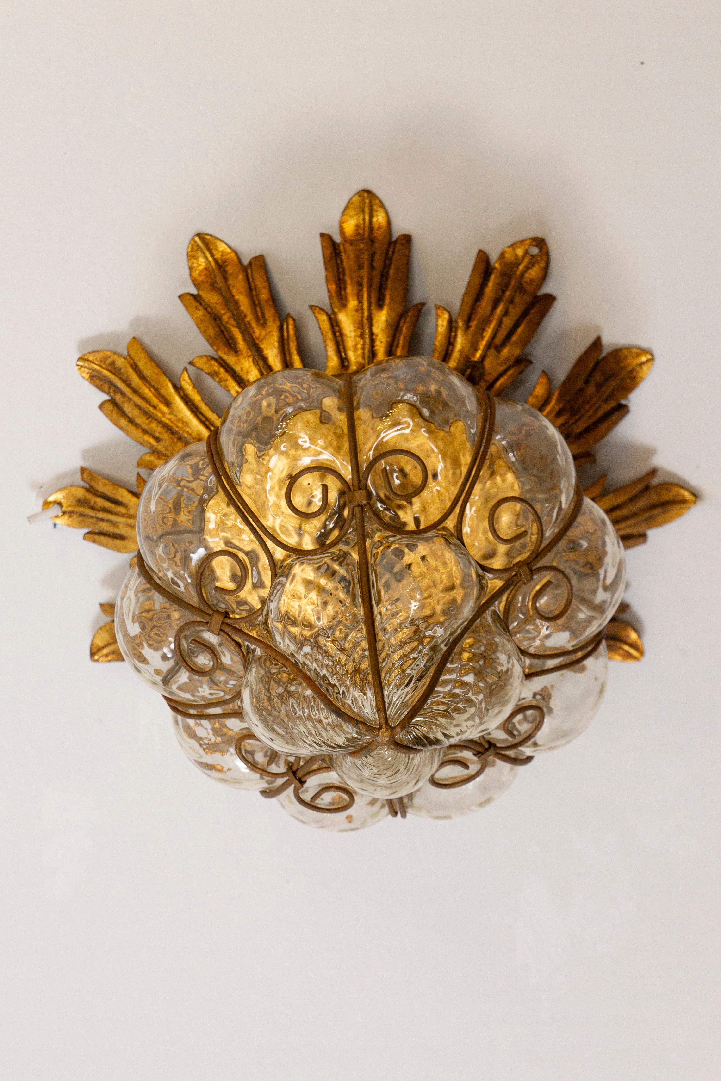 Set of Four Amazing Venetian Ceiling Lights in Murano Glass, 1950s For Sale 1