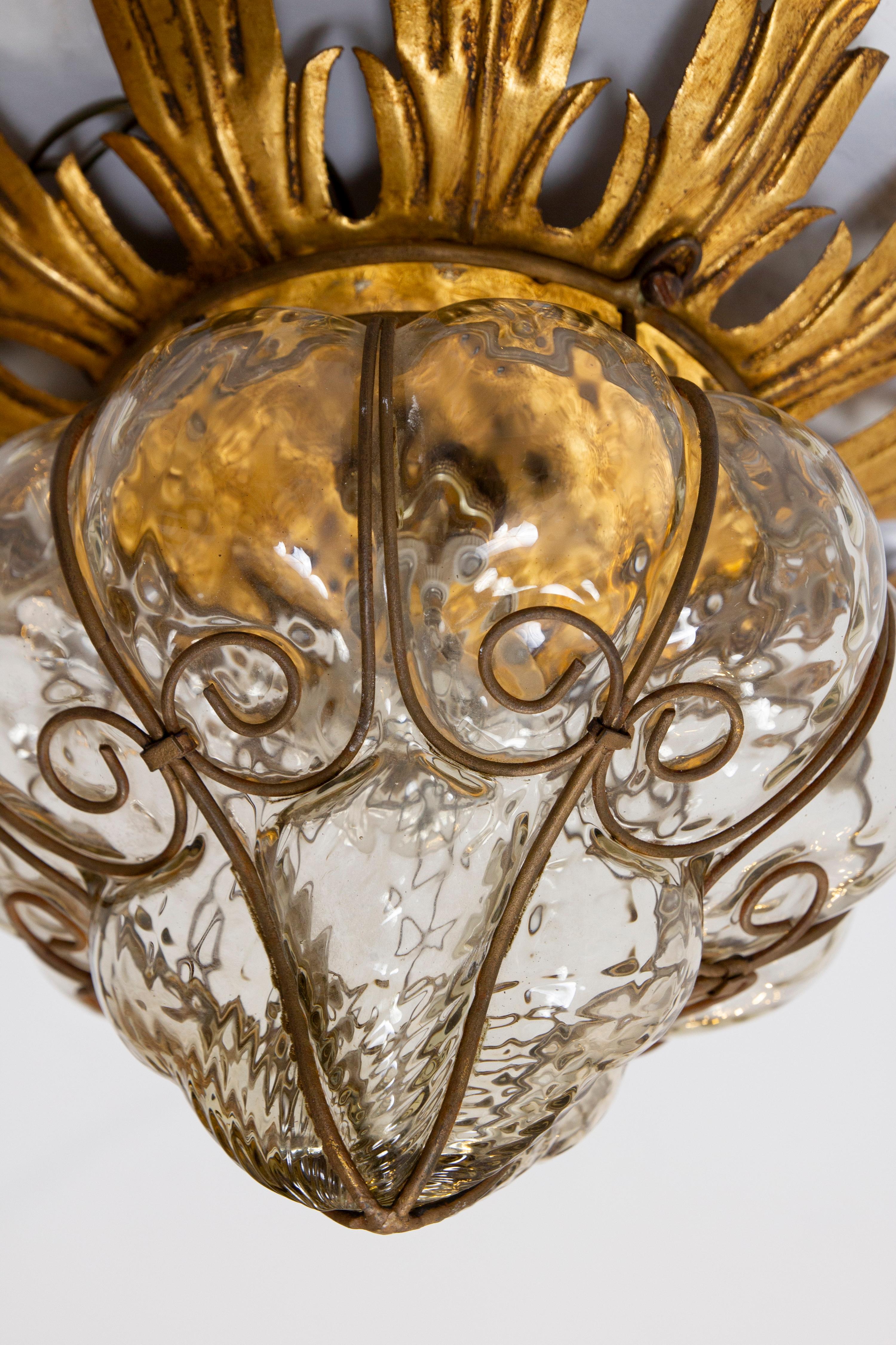 Set of Four Amazing Venetian Ceiling Lights in Murano Glass, 1950s For Sale 2