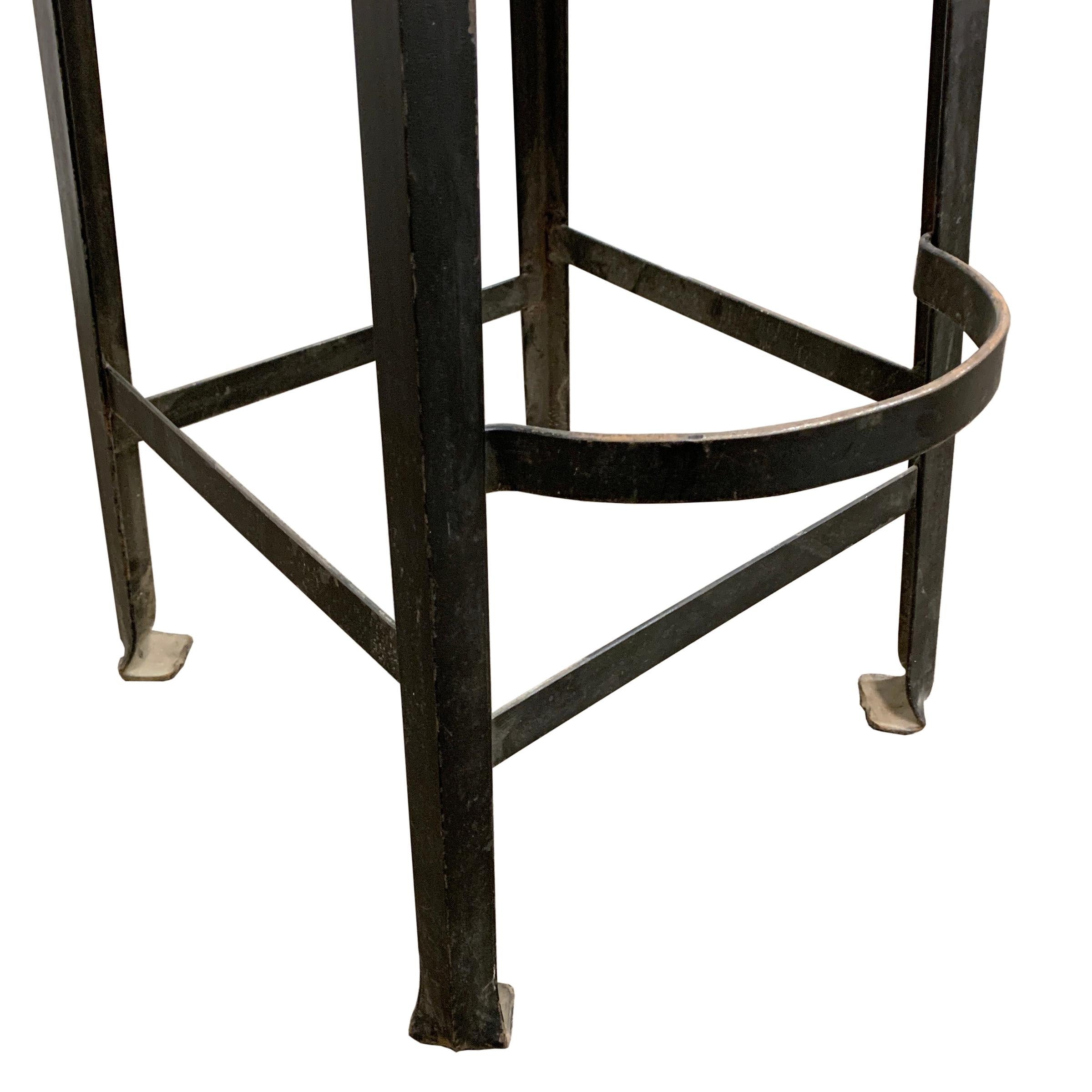 Set of Four American Industrial Bar Stools 6