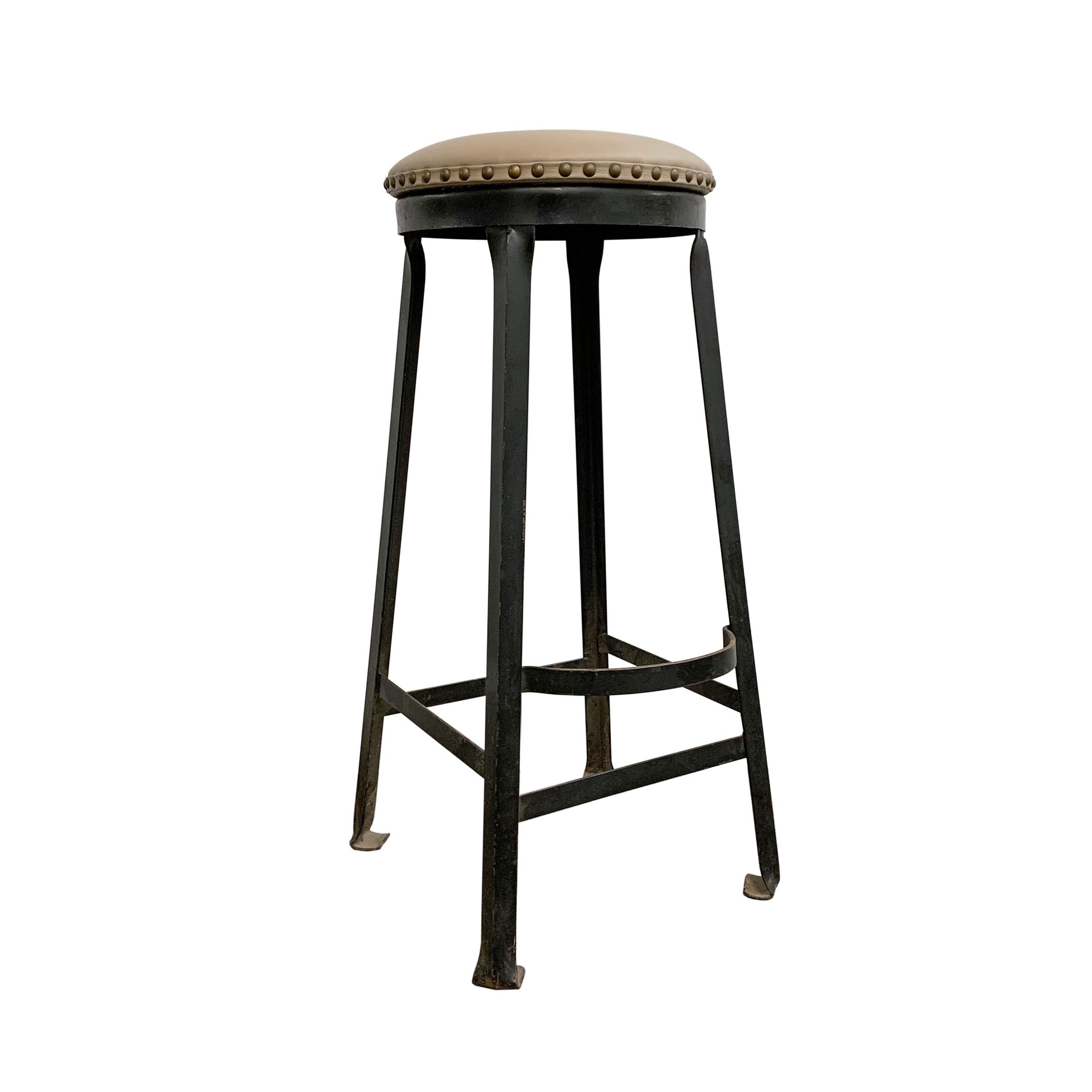 Mid-20th Century Set of Four American Industrial Bar Stools