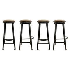 Set of Four American Industrial Bar Stools