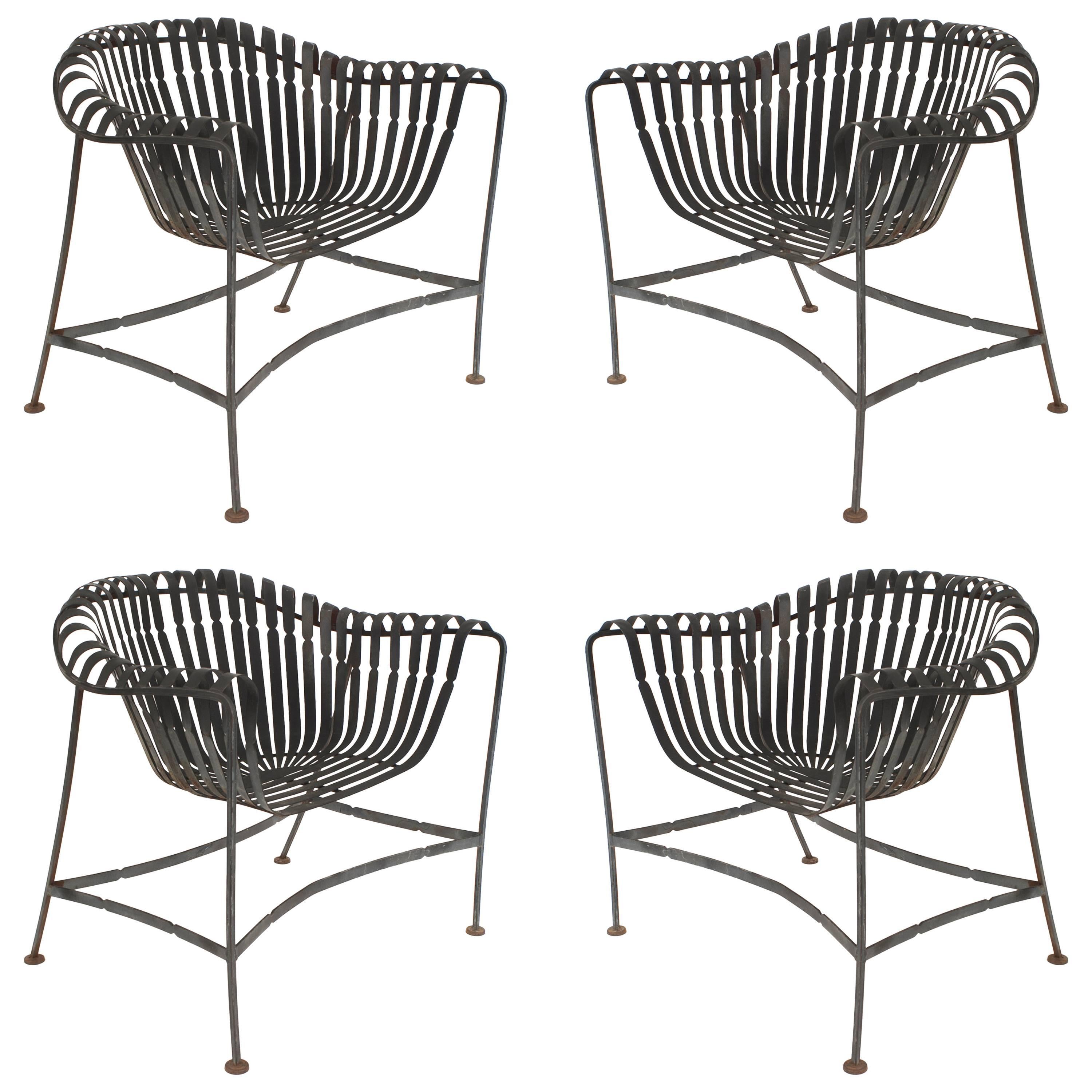 Set of Four American Mid-Century 1960s’ Iron Outdoor Armchairs