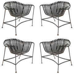 Set of Four American Mid-Century 1960s’ Iron Outdoor Armchairs