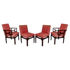 Set of Four American Modern Mahogany "Far East" Dining Chairs, Michael Taylor