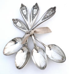 Set of Four American Monogramed Silverplate Tablespoons "R"