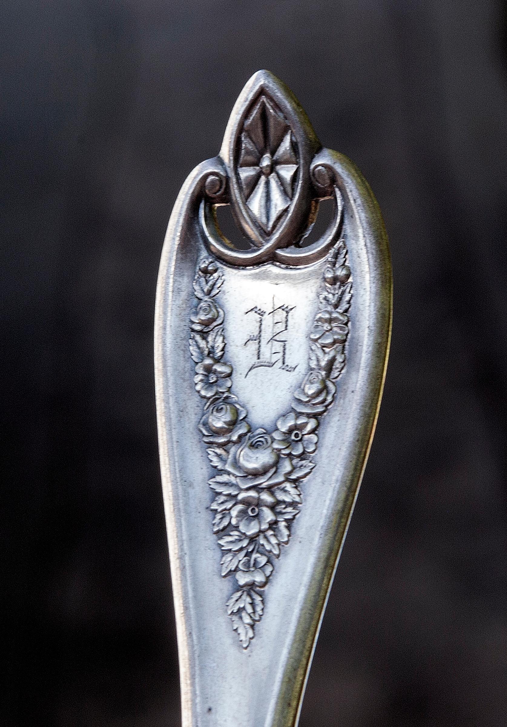 Set of Four American Monogramed Silverplate Tablespoons 