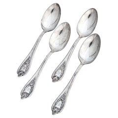 Antique Set of Four American Monogramed Silverplate Tablespoons "R" 