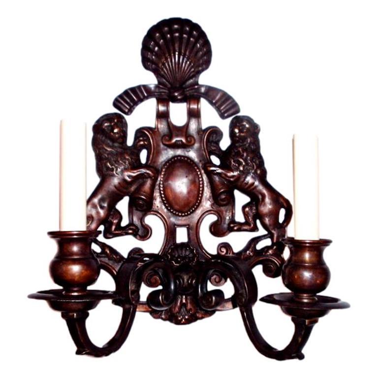 Set of Four American Neoclassic Bronze Sconces, Sold Per Pair For Sale 1
