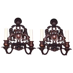 Set of Four American Neoclassic Bronze Sconces, Sold Per Pair