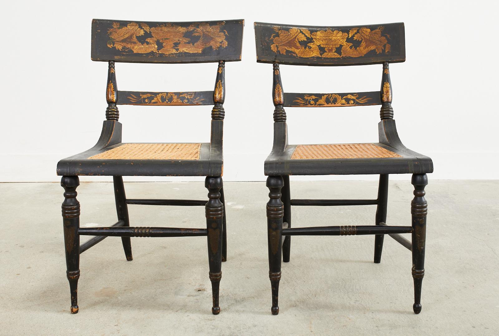 19th Century Set of Four American Regency Hitchcock Style Baltimore Dining Chairs