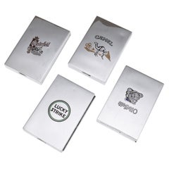 Set of Four American Solid Silver & Enamel Cigarette Boxes by Cartier Set of Four American Solid Silver & Enamel Cigarette Boxes by Cartier